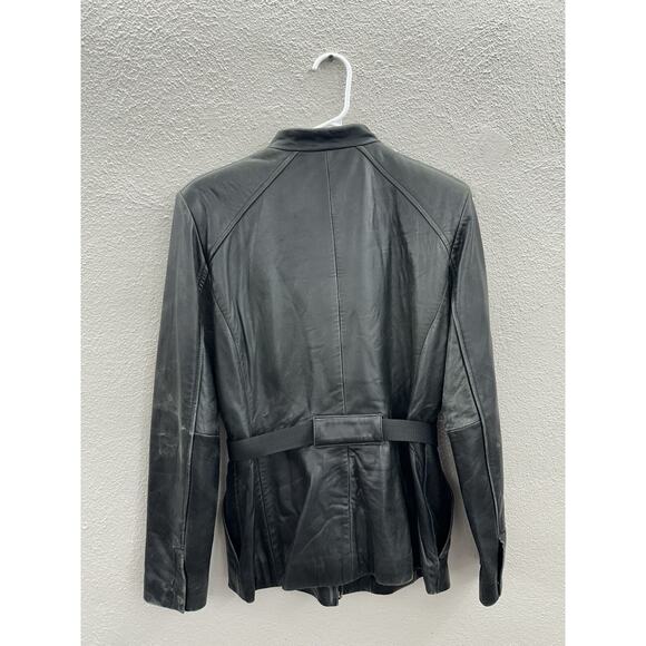 Reaction by Kenneth Cole Womens Jacket Size Small Black Leather Zip Up Lined - Picture 9 of 13